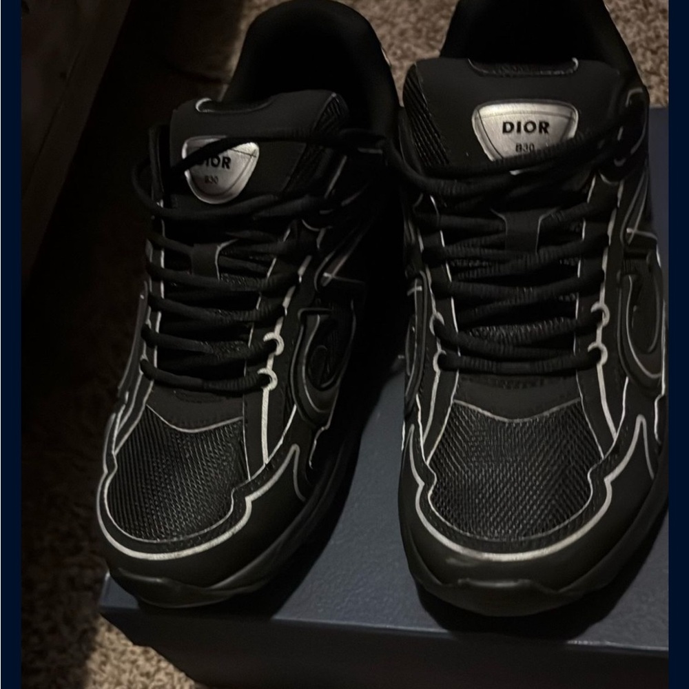 Dior Black Sneakers with Sporty Design and White Details